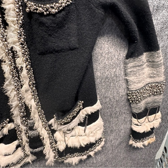 DVF SUPER RARE LEXI WOOL JACKET IN BLACK RUNWAY GORGEOUS HIGHLY EMBELLISHED SM - Picture 8 of 14